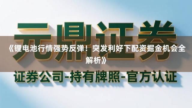 《锂电池行情强势反弹！突发利好下配资掘金机会全解析》