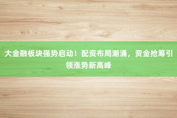 大金融板块强势启动！配资布局潮涌，资金抢筹引领涨势新高峰