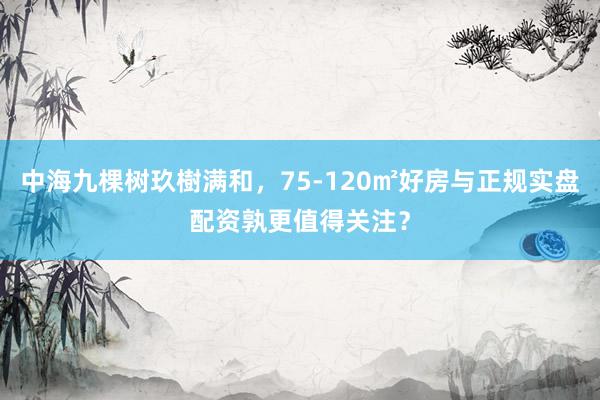 中海九棵树玖樹满和，75-120㎡好房与正规实盘配资孰更值得关注？