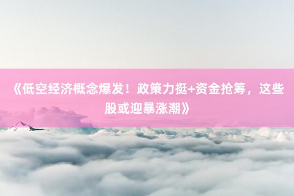 《低空经济概念爆发！政策力挺+资金抢筹，这些股或迎暴涨潮》