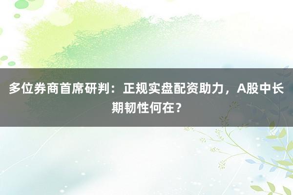 多位券商首席研判:正规实盘配资助力,A股中长期韧性何在?