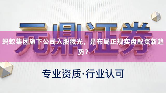 蚂蚁集团旗下公司入股薇光，是布局正规实盘配资新趋势？
