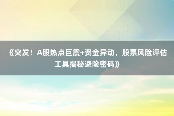 《突发！A股热点巨震+资金异动，股票风险评估工具揭秘避险密码》