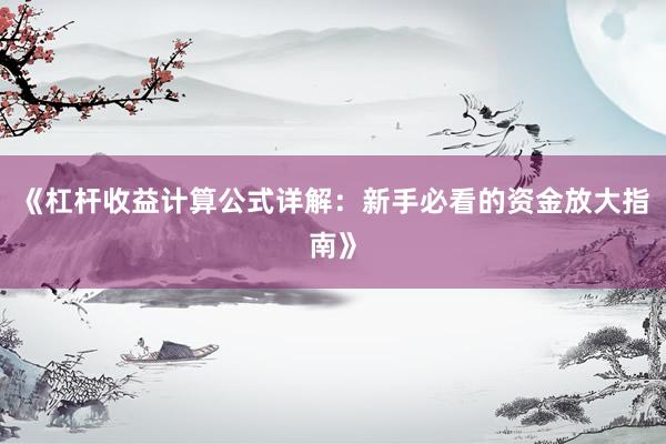 《杠杆收益计算公式详解：新手必看的资金放大指南》