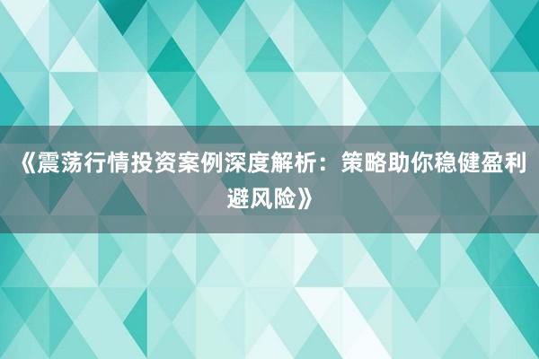 《震荡行情投资案例深度解析：策略助你稳健盈利避风险》