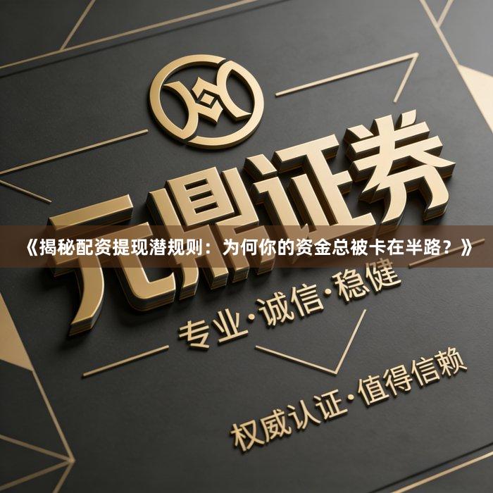 《揭秘配资提现潜规则：为何你的资金总被卡在半路？》