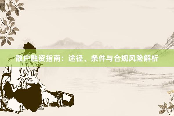 散户融资指南：途径、条件与合规风险解析