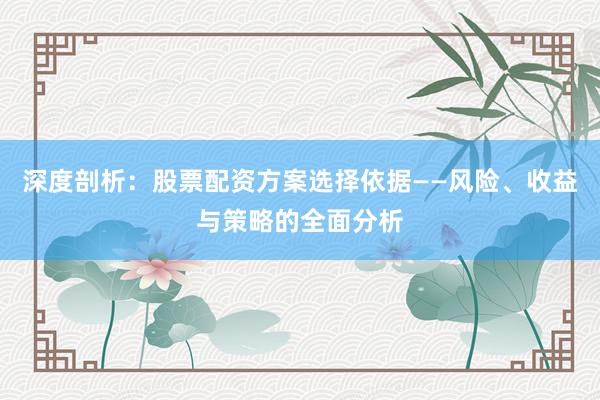 深度剖析：股票配资方案选择依据——风险、收益与策略的全面分析