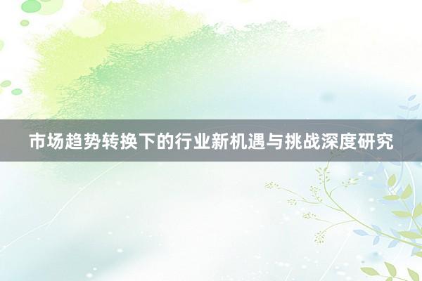 市场趋势转换下的行业新机遇与挑战深度研究
