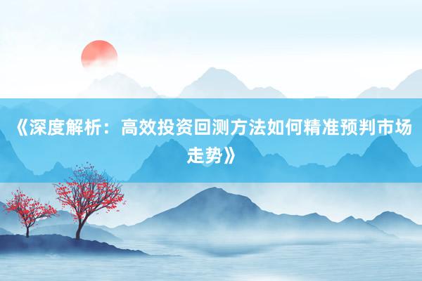 《深度解析：高效投资回测方法如何精准预判市场走势》