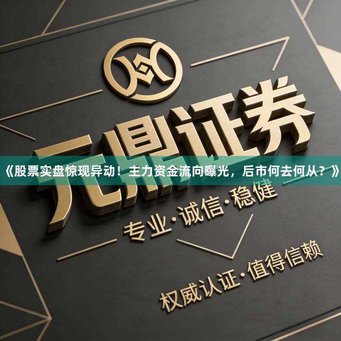 《股票实盘惊现异动！主力资金流向曝光，后市何去何从？》