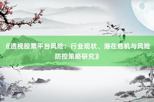 《透视股票平台风险：行业现状、潜在危机与风险防控策略研究》