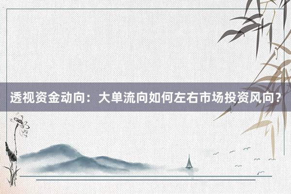 透视资金动向：大单流向如何左右市场投资风向？
