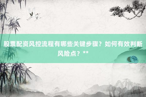 股票配资风控流程有哪些关键步骤？如何有效判断风险点？**